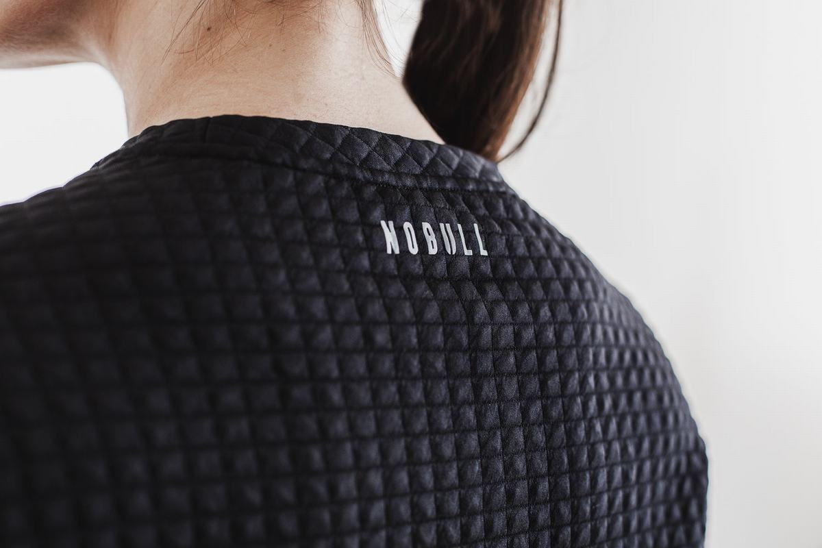 Nobull Quilted Crew Women's Pullover Black | Australia (VA1754)